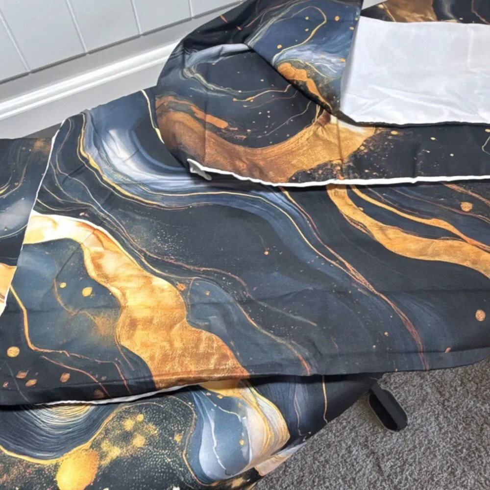 Pillowcases (4)Abstract Black Gold Blue Duvet Cover Polyester Modern Zip Closure